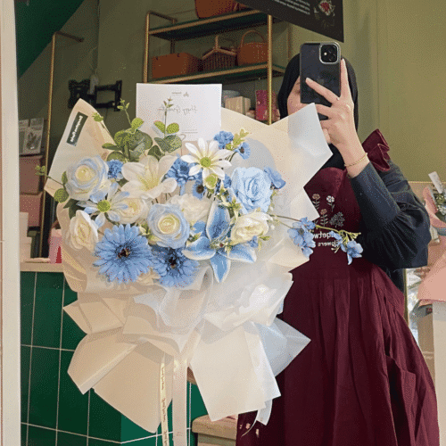 Blue Serenity Bloom 🤍💙  (LARGE)