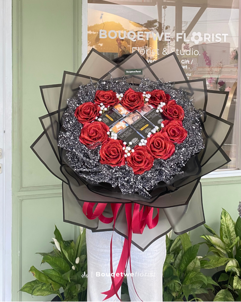 Bouqet roses satin (Belum termasuk roko) LARGE