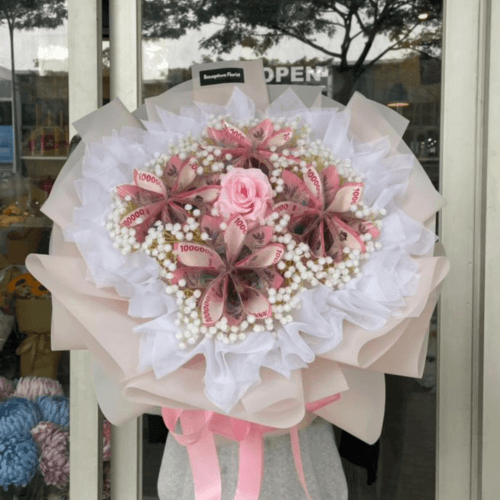 Pink Blossom Money Bouquet (Large 20 lembar)