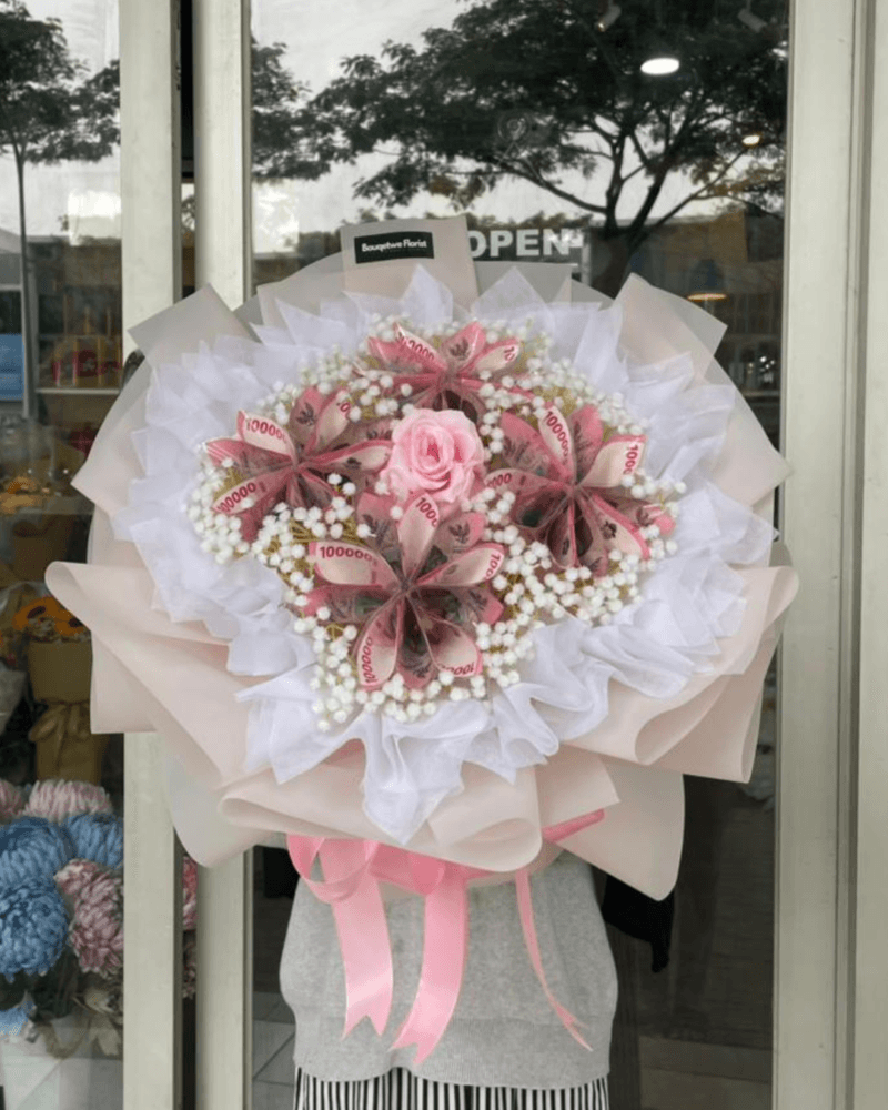 Pink Blossom Money Bouquet (Large 20 lembar)