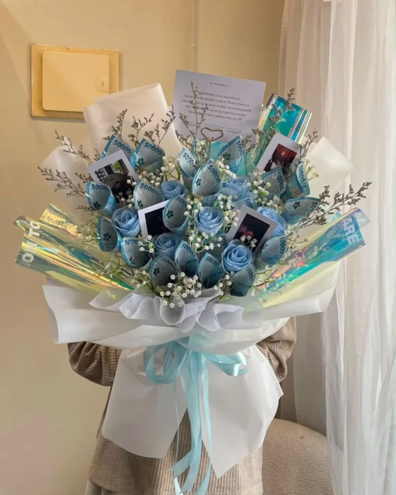 Sky Bloom Money Bouquet (Large 20 Lembar+Foto)