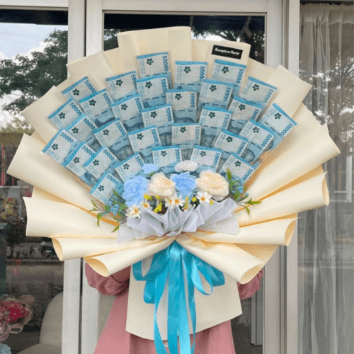 Blue Sunshine Money Bouquet (Large 30 lembar)