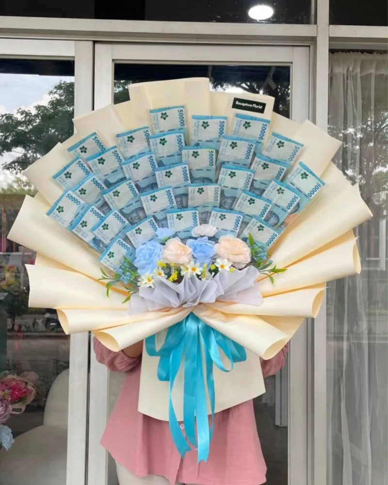 Blue Sunshine Money Bouquet (Large 30 lembar)