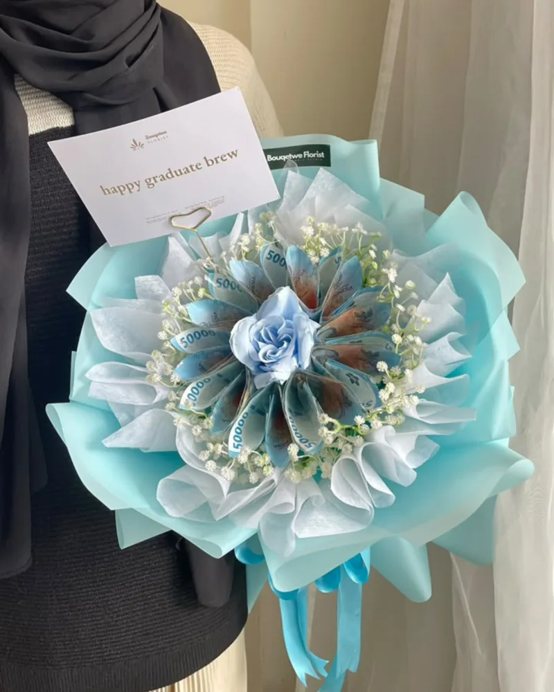 Blue Ocean Money Bouquet (Medium 10 lembar)