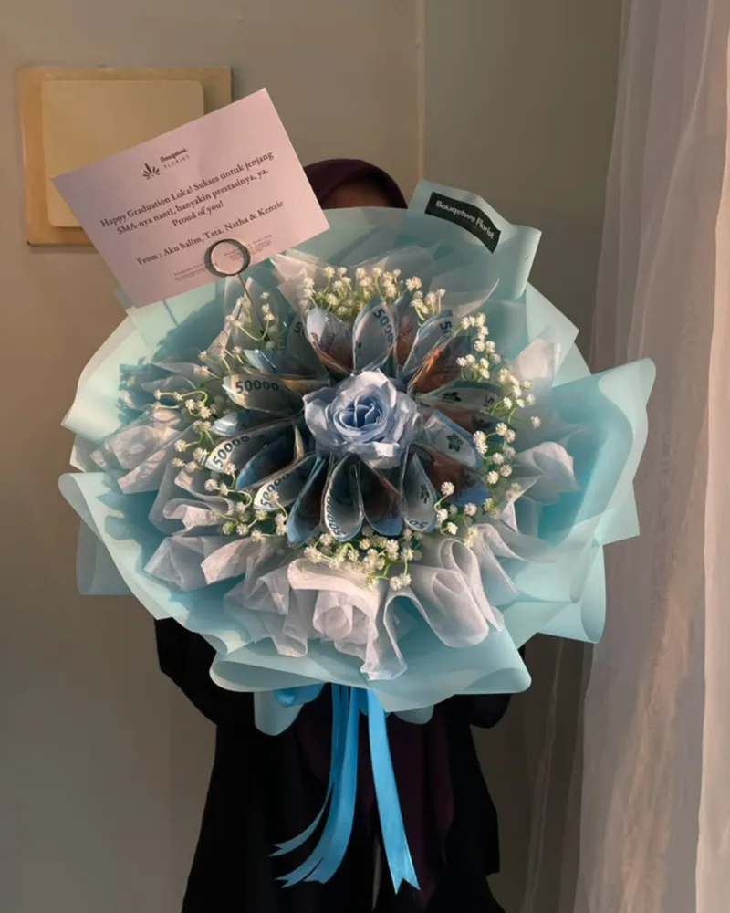 Blue Ocean Money Bouquet (Medium 10 lembar)