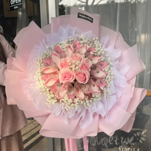 Blush Belle Money Bouquet (Medium 10 Lembar)