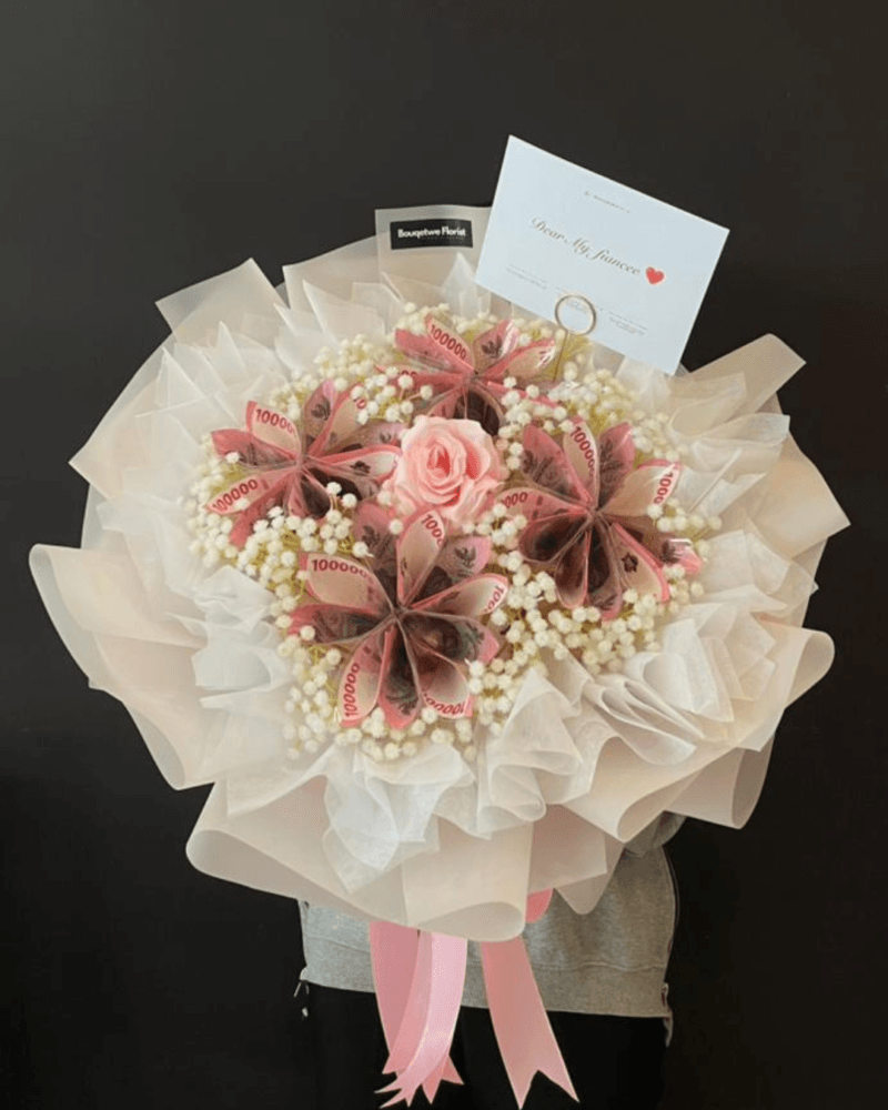 Pink Blossom Money Bouquet (Large 20 lembar)