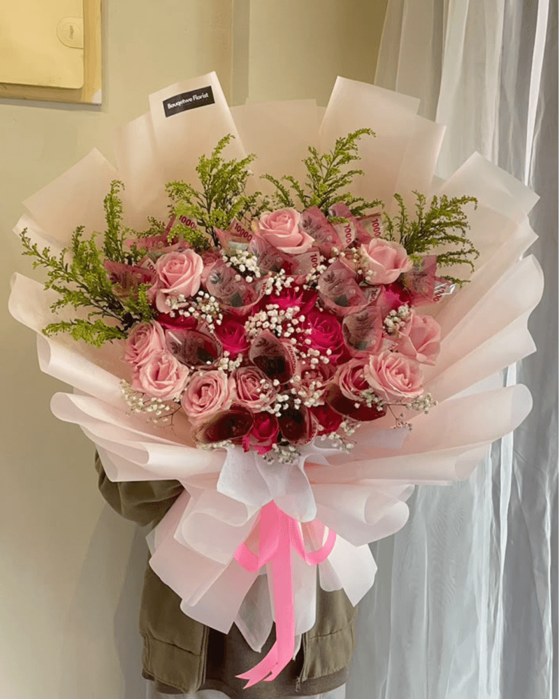 Rose Garden Money Bouquet (Large 15 Lembar)